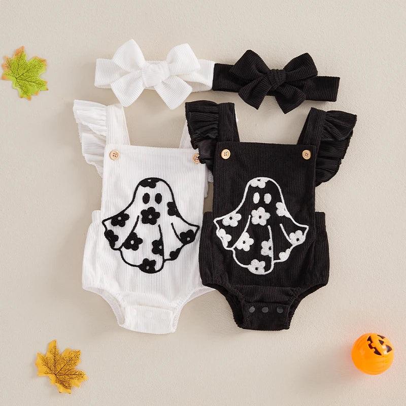 ghostly ghoul kids overalls - basil boutique