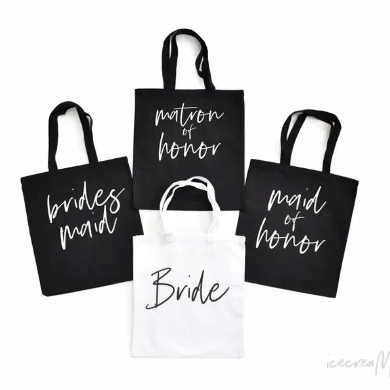 bridal party script tote bags