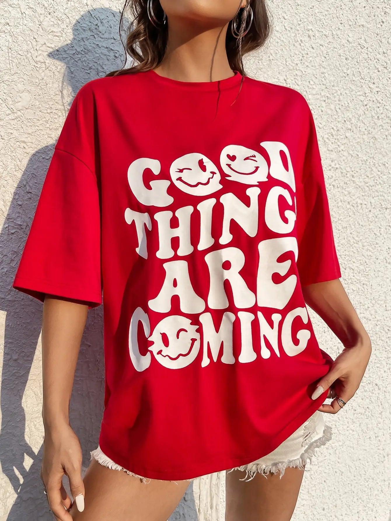 good things are coming oversized t-shirt - basil boutique