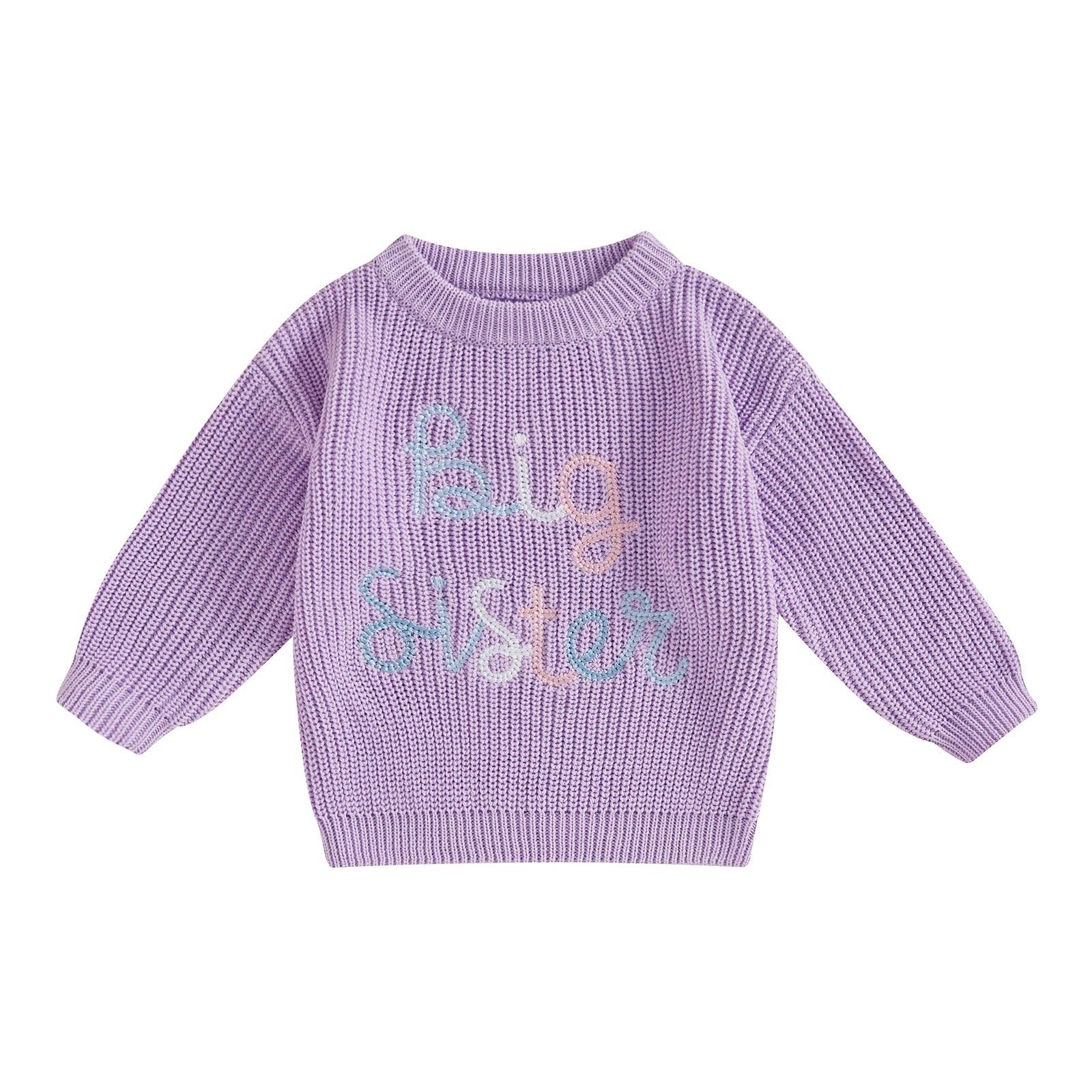 big sister pastel ombre knit kids sweater - basil boutique