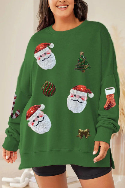 holly jolly sequin crew sweater - basil boutique