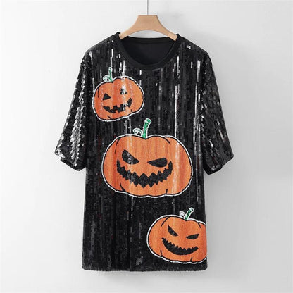 jack-o-lantern sequin t-shirt dress - basil boutique