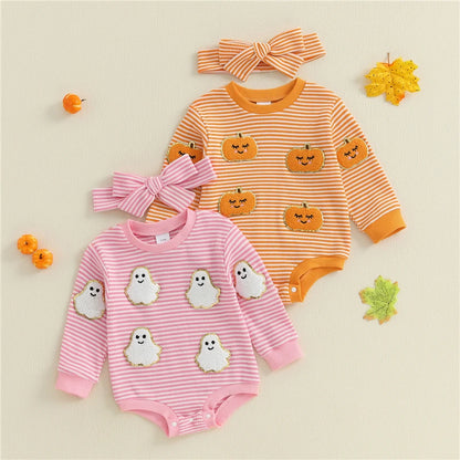 spooky season striped kids onesies