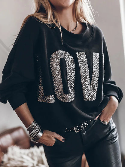 forever love sequin crew sweater