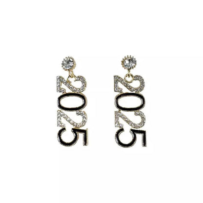 2025 black + gold rhinestone drop earrings - basil boutique