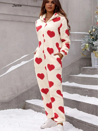 heart fleece jumpsuit - basil boutique