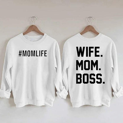 wife mom boss crew sweatshirt - basil boutique