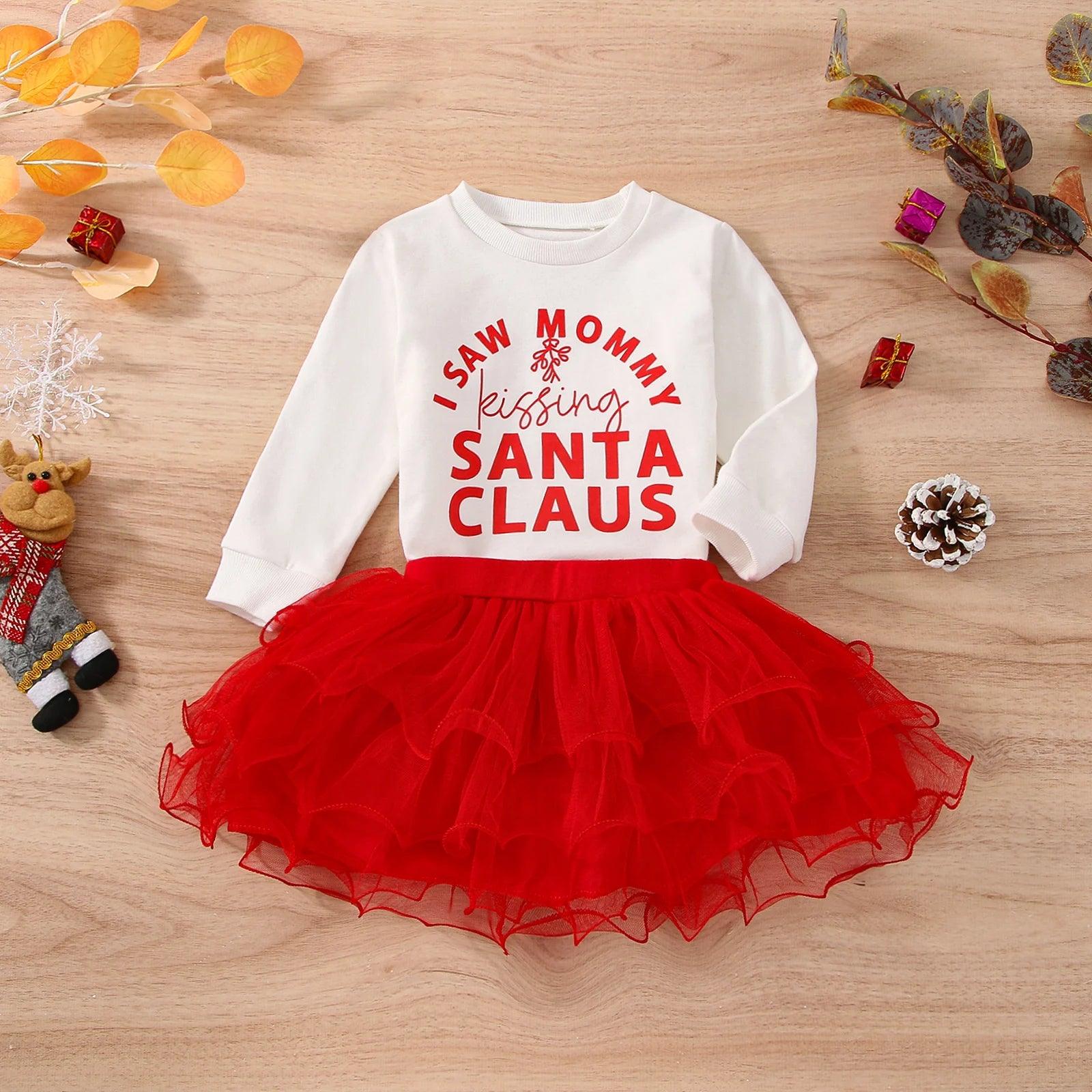 i saw mommy kissing santa claus kids outfit - basil boutique