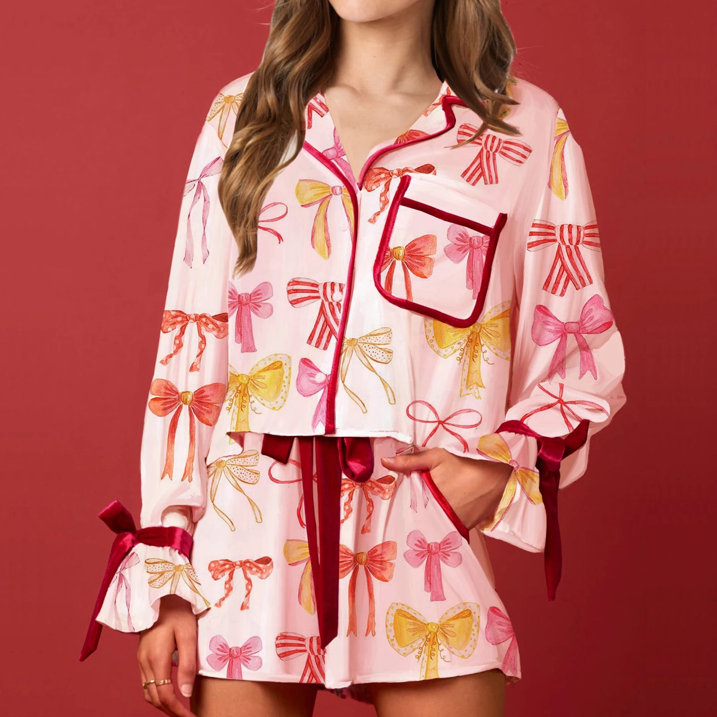 valentine's day bow pajamas