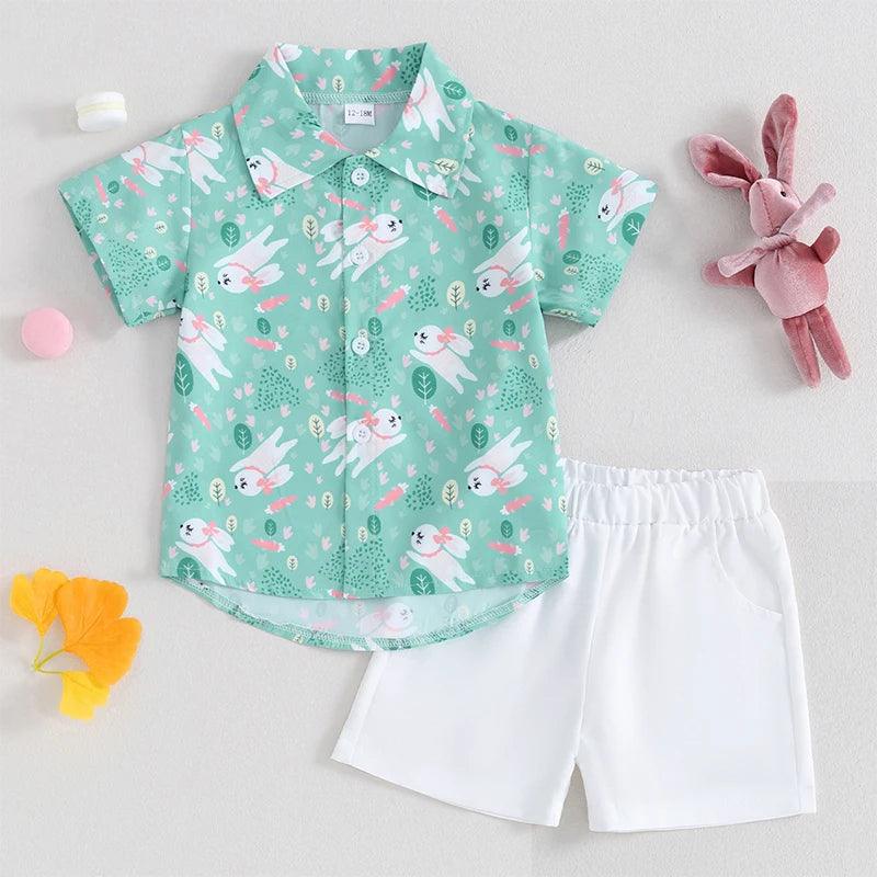 hoppy easter button down kids outfit - basil boutique