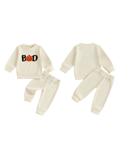 spooky waffle knit kids outfit
