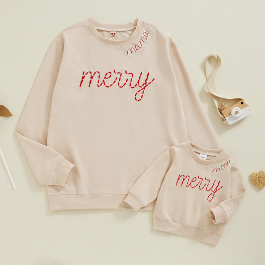 mama + mini merry matching crew sweatshirts