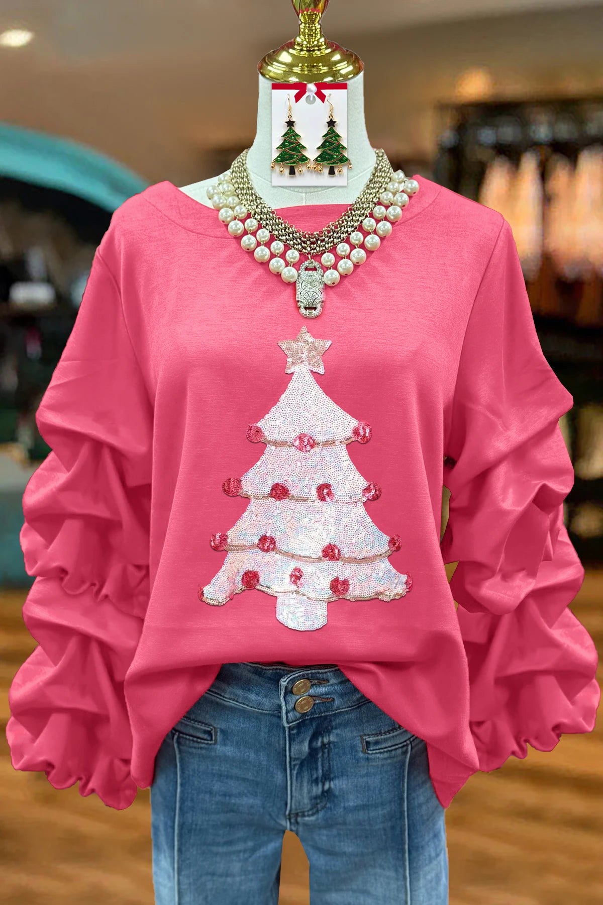 sweet sequin christmas crew sweater