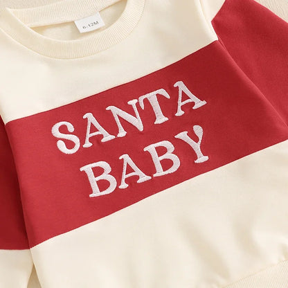 santa baby block kids outfit