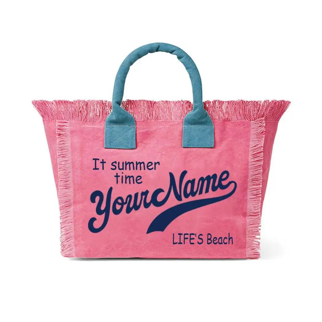 personalized tassel beach tote bag - basil boutique