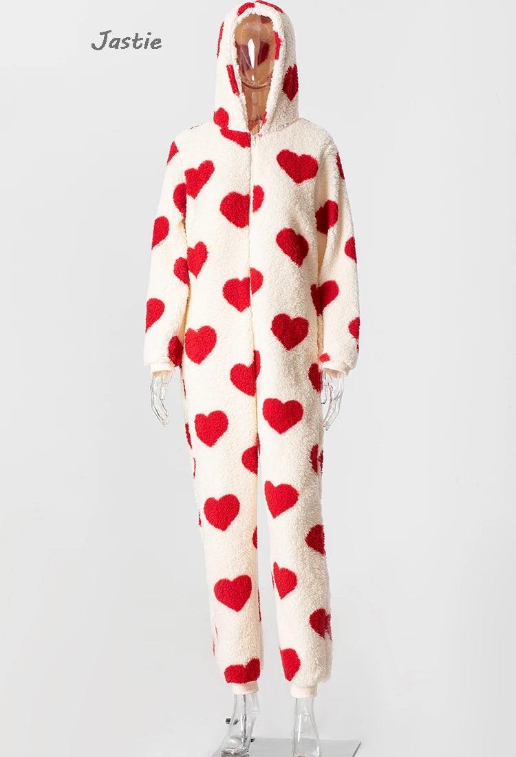 heart fleece jumpsuit - basil boutique