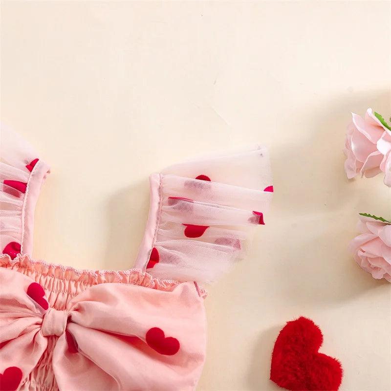 heart bow + ruffles kids dress