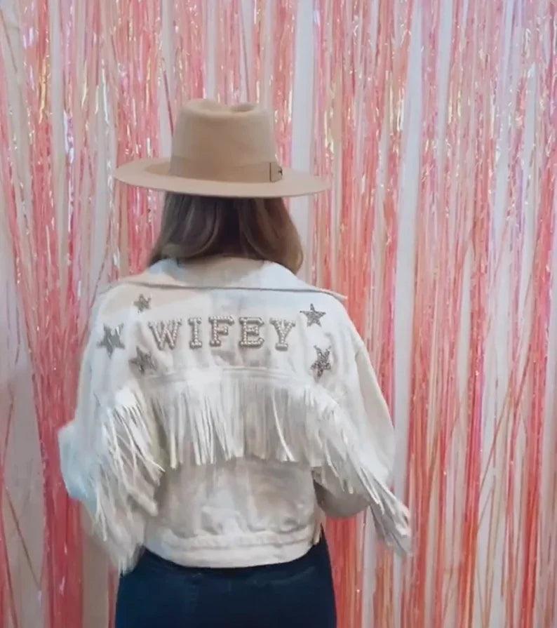 bride + wifey star denim jacket - basil boutique