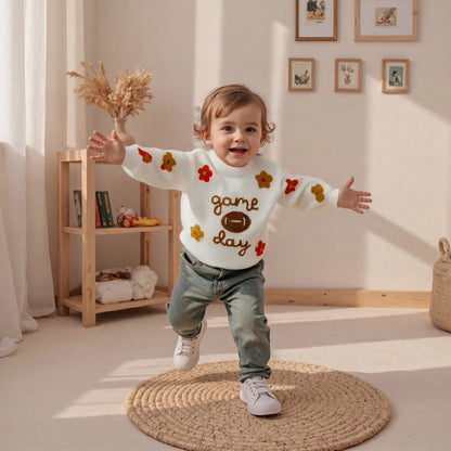 floral game day kids crew sweater