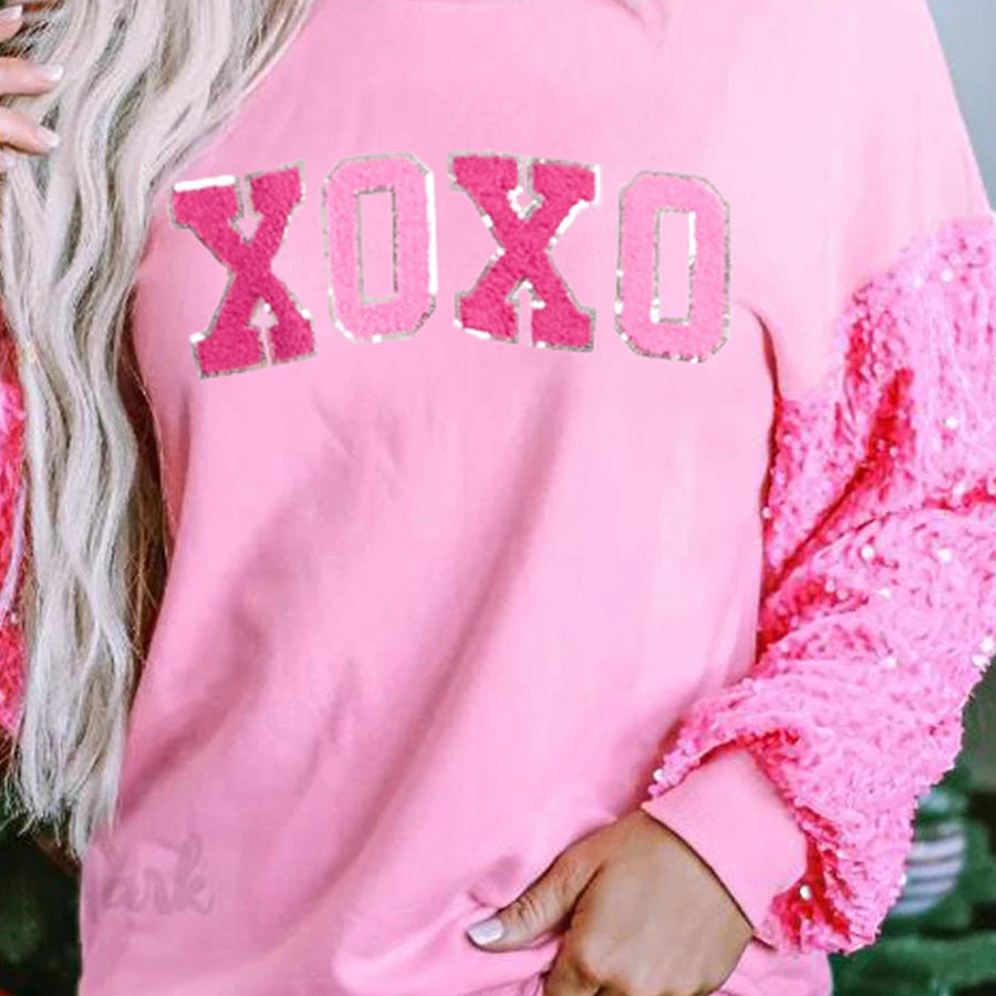 charming valentine sequin crew sweaters