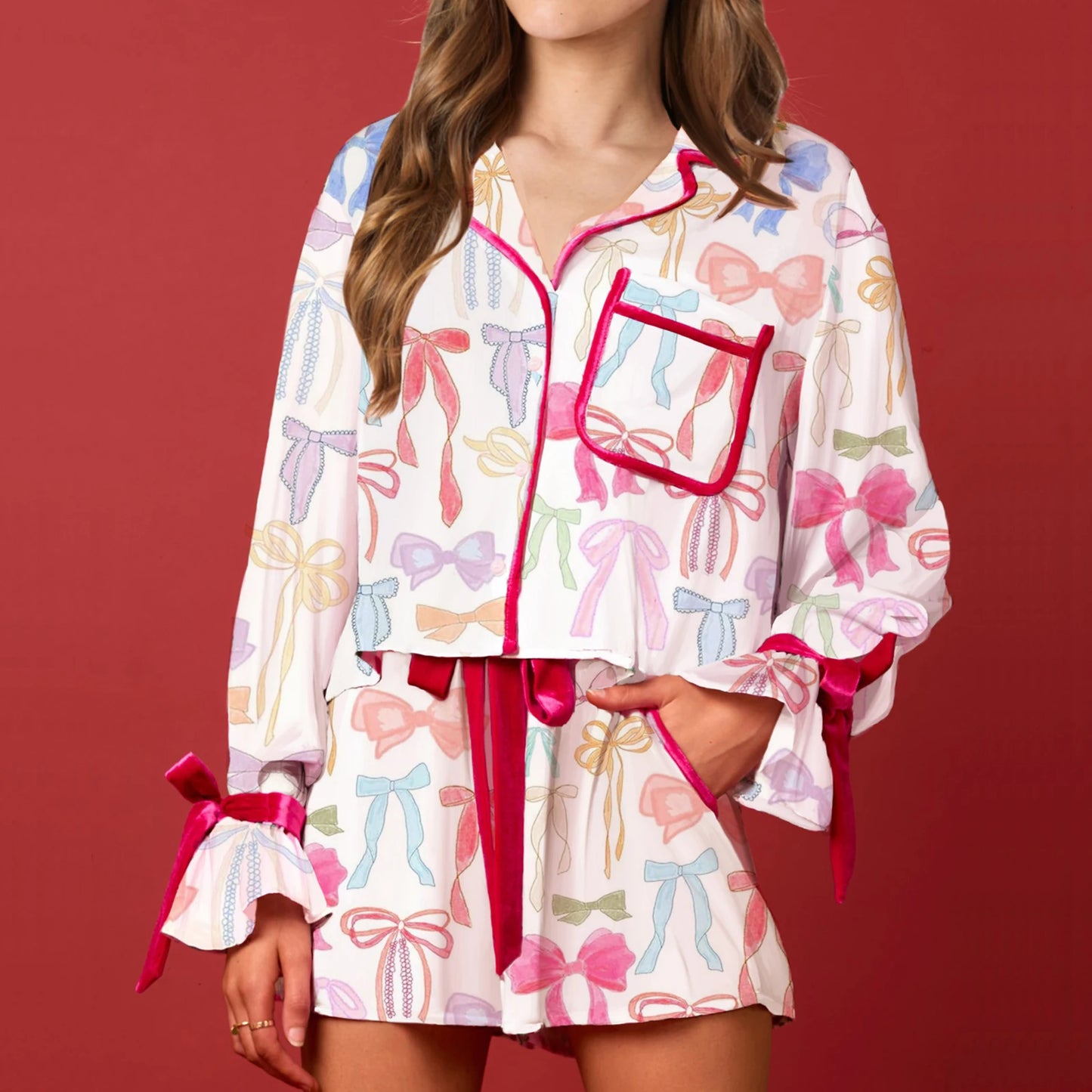 valentine's day bow pajamas