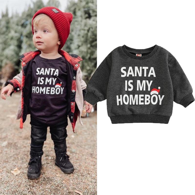 santa is my homeboy kids crew sweatshirt - basil boutique