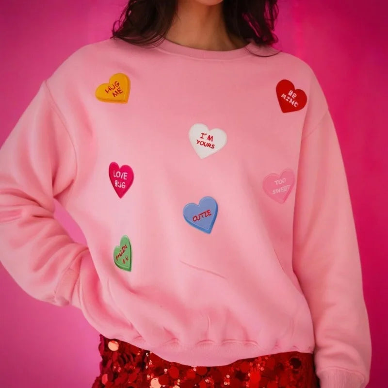 sweet hearts sequin crew sweater