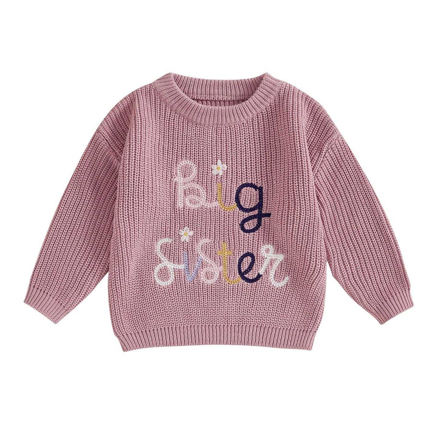 big sister pastel ombre knit kids sweater - basil boutique