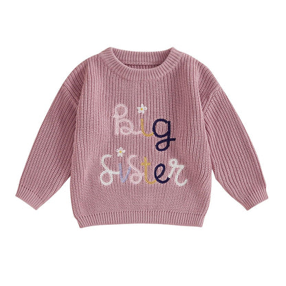 big sister pastel ombre knit kids sweater - basil boutique