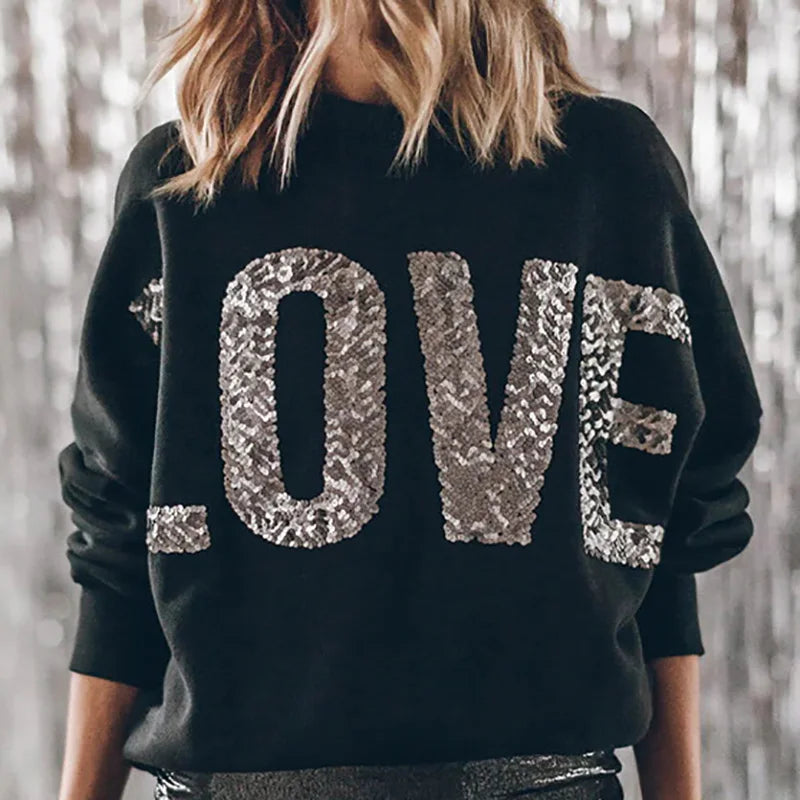 forever love sequin crew sweater
