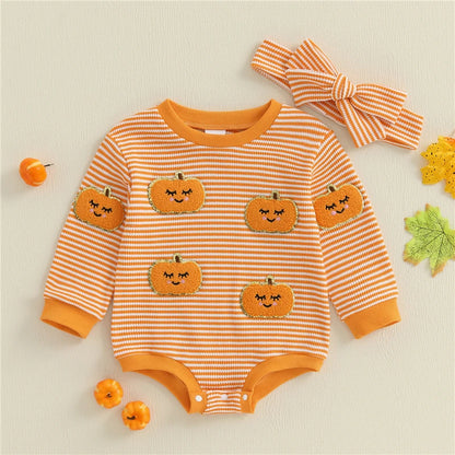 spooky season striped kids onesies