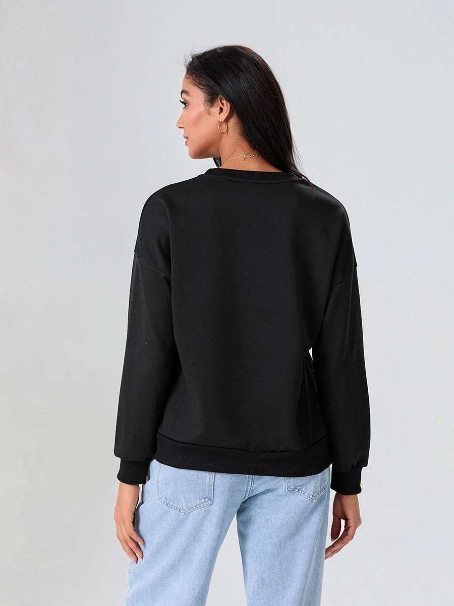 skeleton bones sequin crew sweater - basil boutique