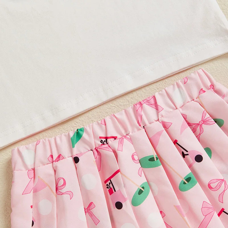 golf cart shirt + skirt kids outfit