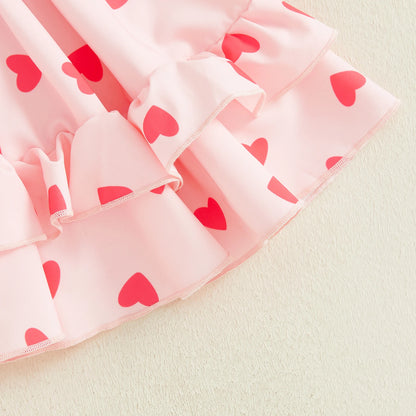 heart ruffle sleeve kids outfit