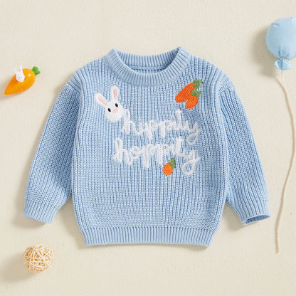 hippity hoppity knit kids crew sweater