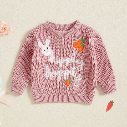 hippity hoppity knit kids crew sweater