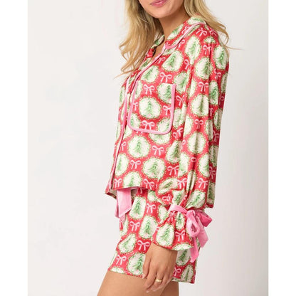 happy holidays pajama sets - basil boutique