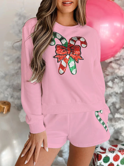 candy cane sequin pajamas