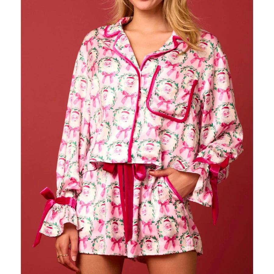 happy holidays pajama sets - basil boutique