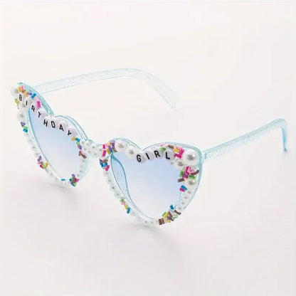 birthday girl pearl + sprinkle heart sunglasses - basil boutique