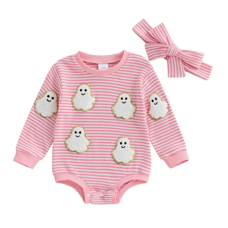 spooky season striped kids onesies