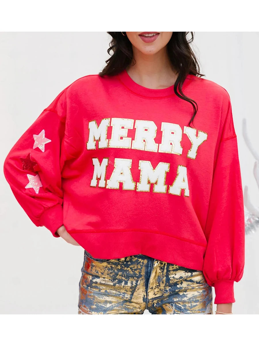 merry mama sparkle crew sweater - basil boutique