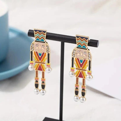 nutcracker rhinestone dangle earrings - basil boutique