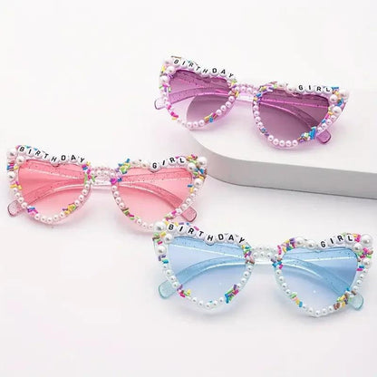 birthday girl pearl + sprinkle heart sunglasses - basil boutique