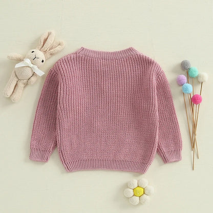 carrot + rabbit knit kids crew sweater