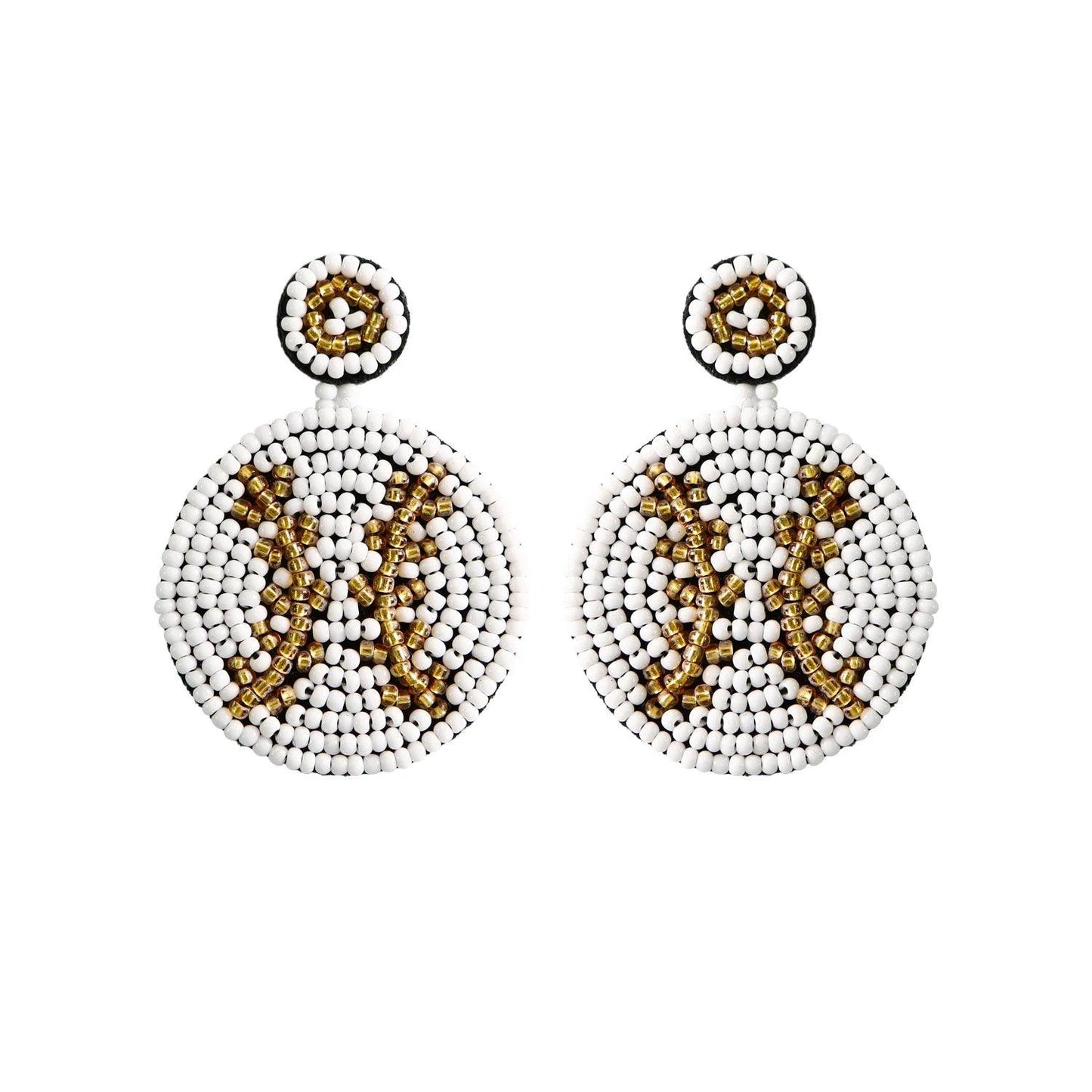 baseball beaded earrings - basil boutique