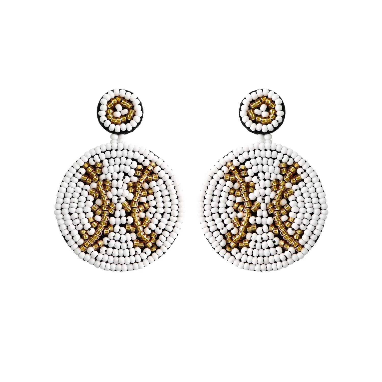 baseball beaded earrings - basil boutique