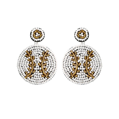 baseball beaded earrings - basil boutique