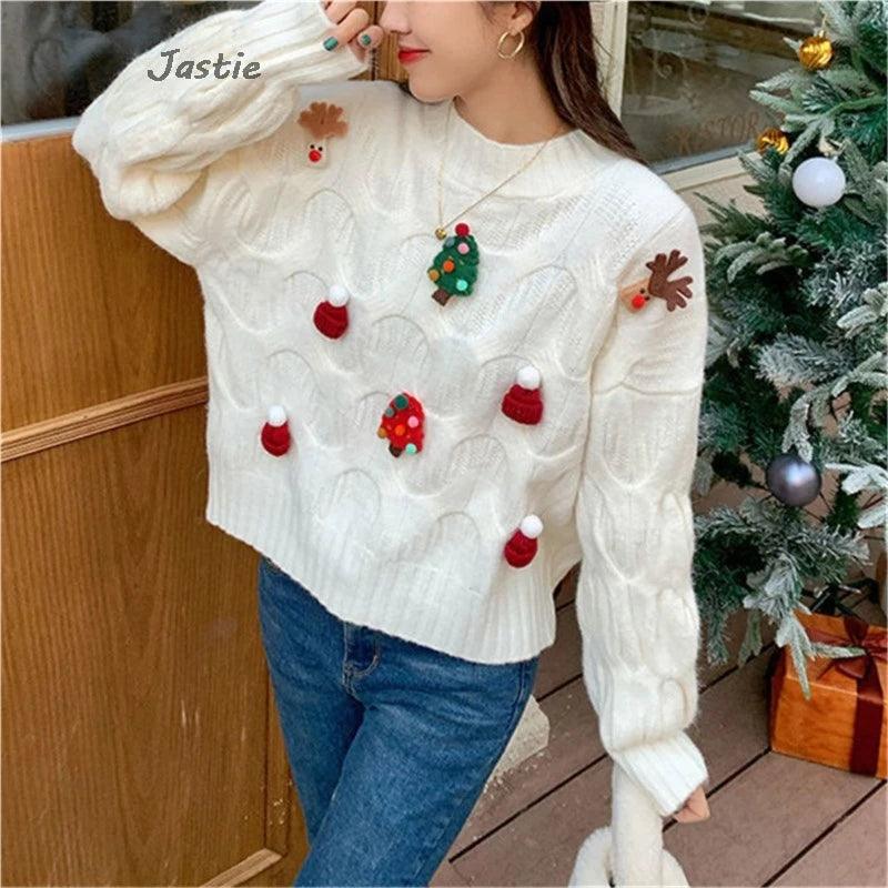 festive knit crew sweater - basil boutique