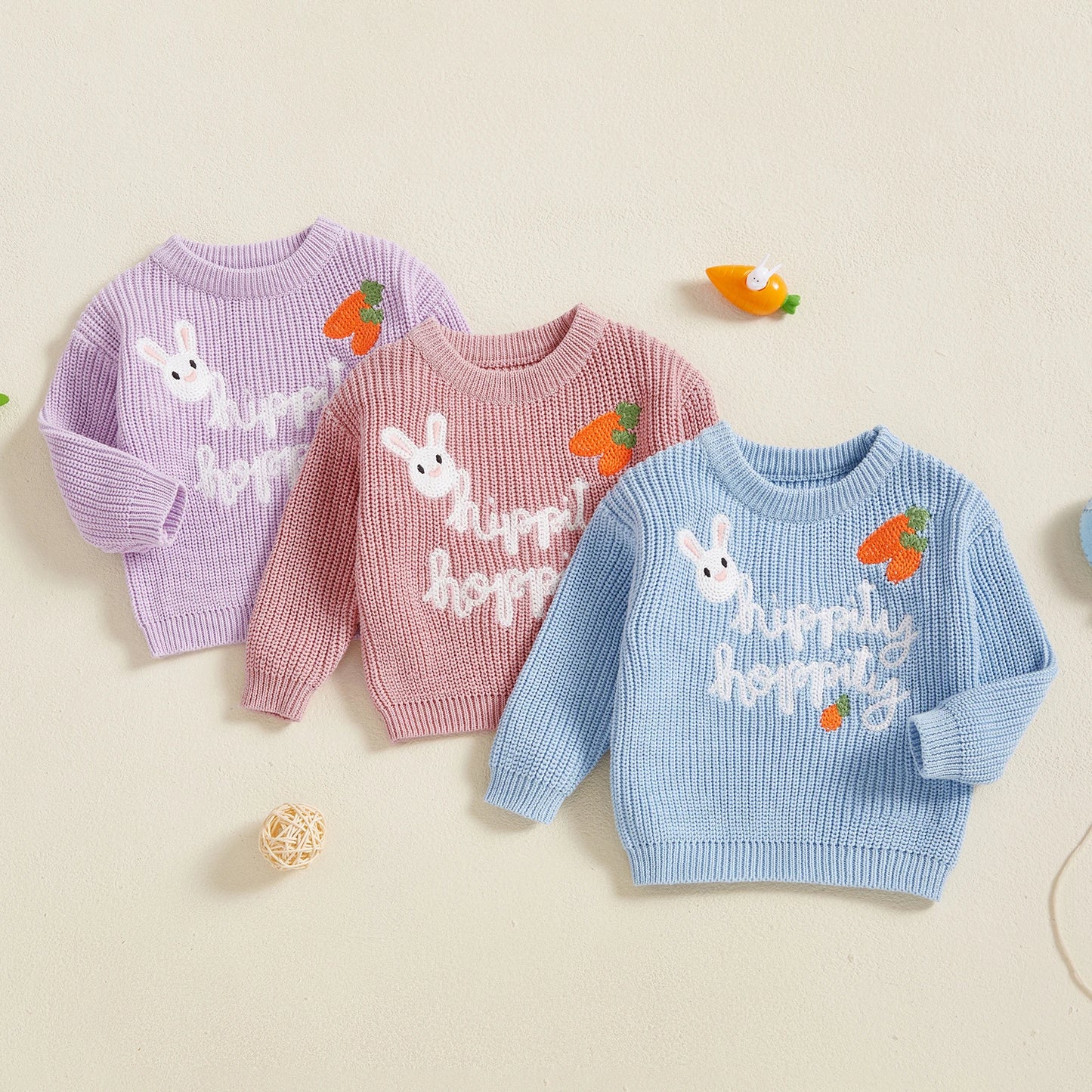 hippity hoppity knit kids crew sweater